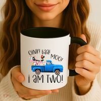 Oink Baa Moo I Am Two Farm Animals Blue Truck Birthday Boy Coffee Mug thumb 3