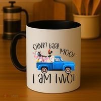 Oink Baa Moo I Am Two Farm Animals Blue Truck Birthday Boy Coffee Mug thumb 4