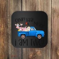 Oink Baa Moo I Am Two Farm Animals Blue Truck Birthday Boy Coaster thumb 0