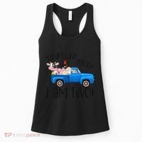 Oink Baa Moo I Am Two Farm Animals Blue Truck Birthday Boy Women's Tank Top thumb 0