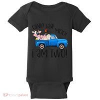 Oink Baa Moo I Am Two Farm Animals Blue Truck Birthday Boy Baby Bodysuit thumb 0