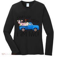 Oink Baa Moo I Am Two Farm Animals Blue Truck Birthday Boy Women's Long Sleeve Shirt thumb 0