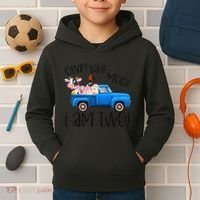 Oink Baa Moo I Am Two Farm Animals Blue Truck Birthday Boy Kids Hoodie thumb 2