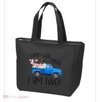 Oink Baa Moo I Am Two Farm Animals Blue Truck Birthday Boy Tote Bag thumb 3