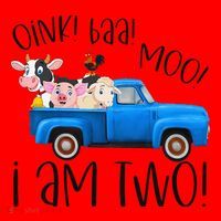 Oink Baa Moo I Am Two Farm Animals Blue Truck Birthday Boy Santa Hat thumb 1