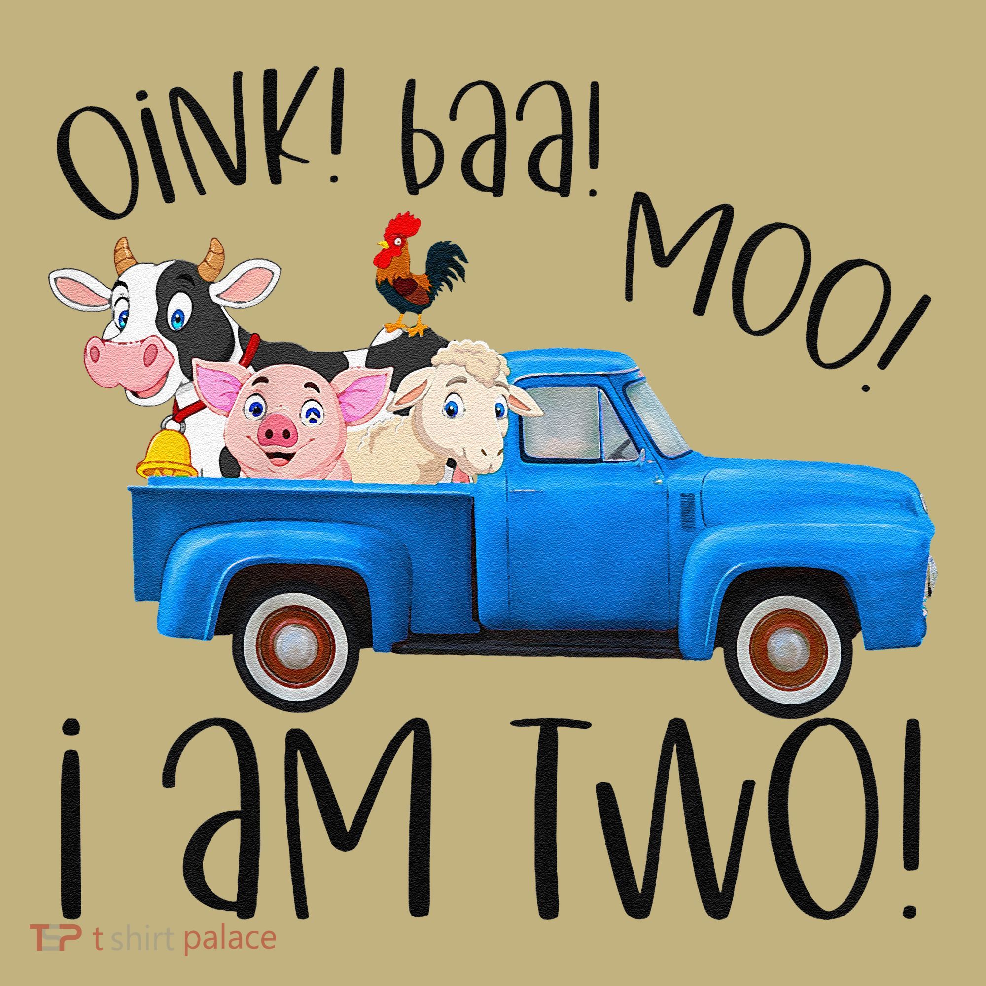 Oink Baa Moo I Am Two Farm Animals Blue Truck Birthday Boy Hoodie