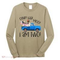 Oink Baa Moo I Am Two Farm Animals Blue Truck Birthday Boy Long Sleeve Shirt thumb 0