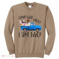 Oink Baa Moo I Am Two Farm Animals Blue Truck Birthday Boy Sweatshirt thumb 0