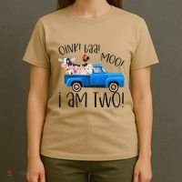 Oink Baa Moo I Am Two Farm Animals Blue Truck Birthday Boy T-Shirt thumb 4