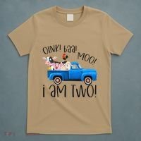 Oink Baa Moo I Am Two Farm Animals Blue Truck Birthday Boy T-Shirt thumb 5