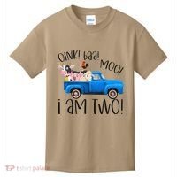 Oink Baa Moo I Am Two Farm Animals Blue Truck Birthday Boy Kids T-Shirt thumb 0