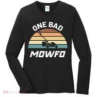 One Bad Mowfo Funny Lawn Care Mowing Gardener Father's Day Women's Long Sleeve Shirt thumb 0