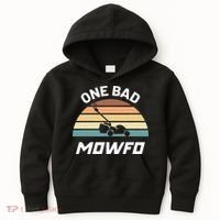 One Bad Mowfo Funny Lawn Care Mowing Gardener Father's Day Kids Hoodie thumb 0