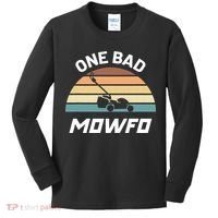 One Bad Mowfo Funny Lawn Care Mowing Gardener Father's Day Kids Long Sleeve Shirt thumb 0