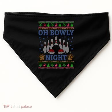 Oh Bowly Night Bowling Ugly Christmas USA-Made Doggie Bandana