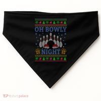 Oh Bowly Night Bowling Ugly Christmas USA-Made Doggie Bandana thumb 0