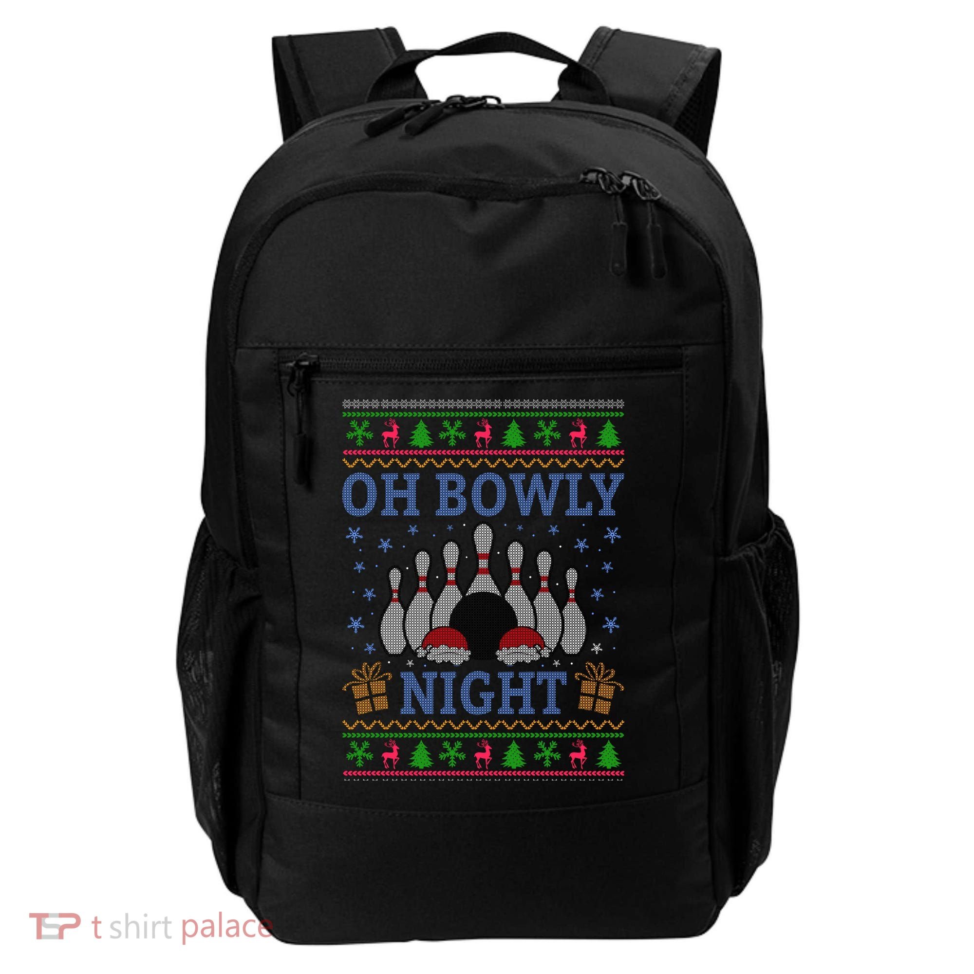Oh Bowly Night Bowling Ugly Christmas Backpack