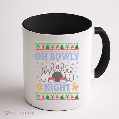 Oh Bowly Night Bowling Ugly Christmas Coffee Mug back
