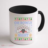 Oh Bowly Night Bowling Ugly Christmas Coffee Mug thumb 1