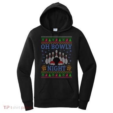Oh Bowly Night Bowling Ugly Christmas Women's Hoodie