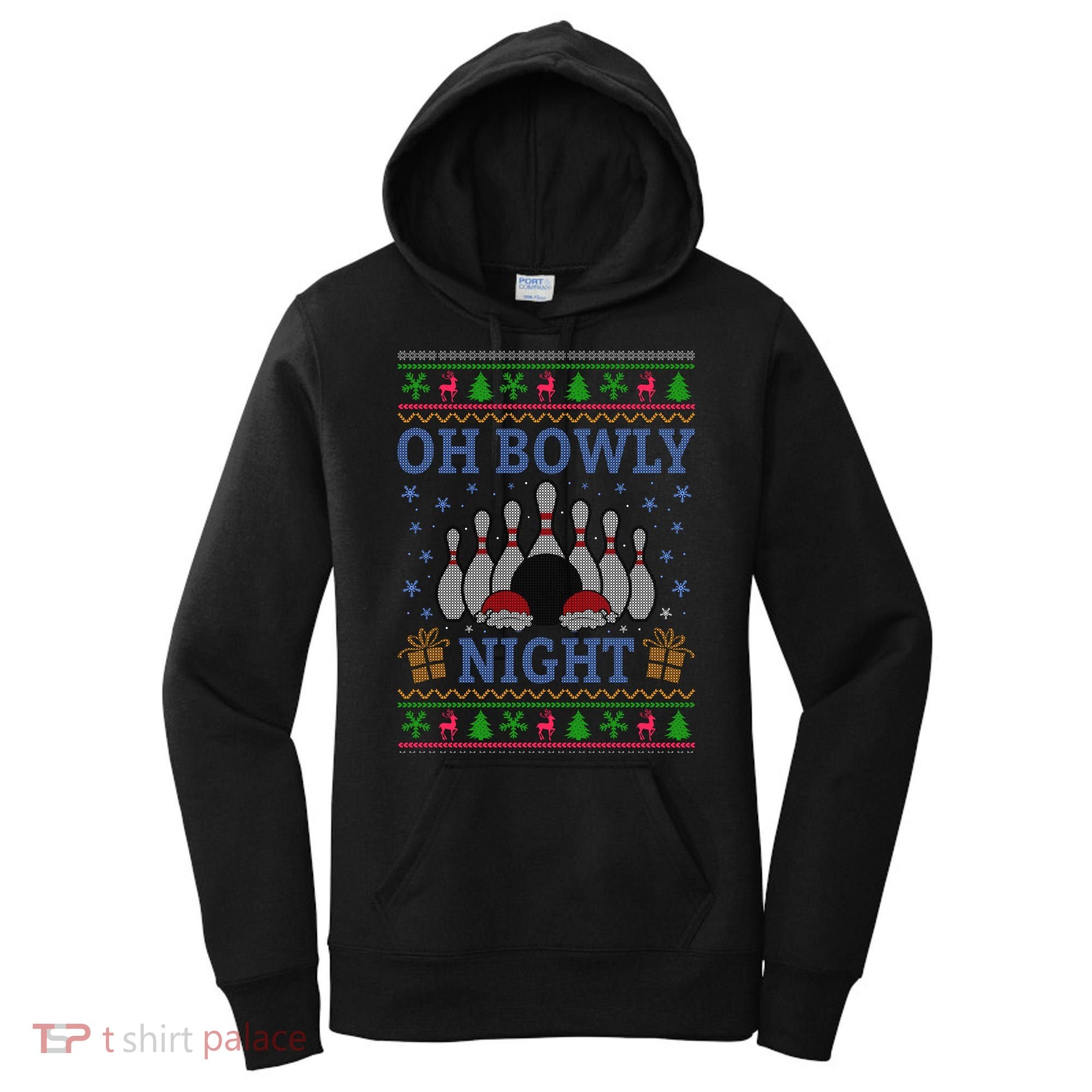 Oh Bowly Night Bowling Ugly Christmas Women's Hoodie