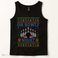 Oh Bowly Night Bowling Ugly Christmas Tank Top thumb 2