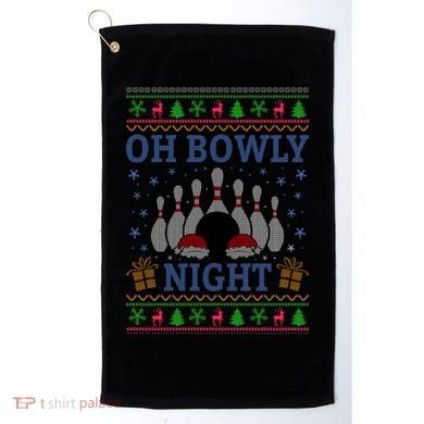 Oh Bowly Night Bowling Ugly Christmas Golf Towel