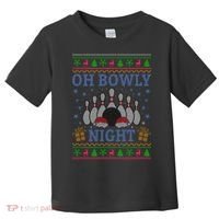 Oh Bowly Night Bowling Ugly Christmas Toddler T-Shirt thumb 0