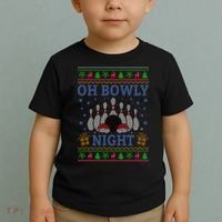 Oh Bowly Night Bowling Ugly Christmas Toddler T-Shirt thumb 2