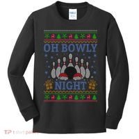 Oh Bowly Night Bowling Ugly Christmas Kids Long Sleeve Shirt thumb 0