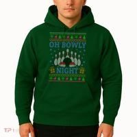 Oh Bowly Night Bowling Ugly Christmas Hoodie thumb 2