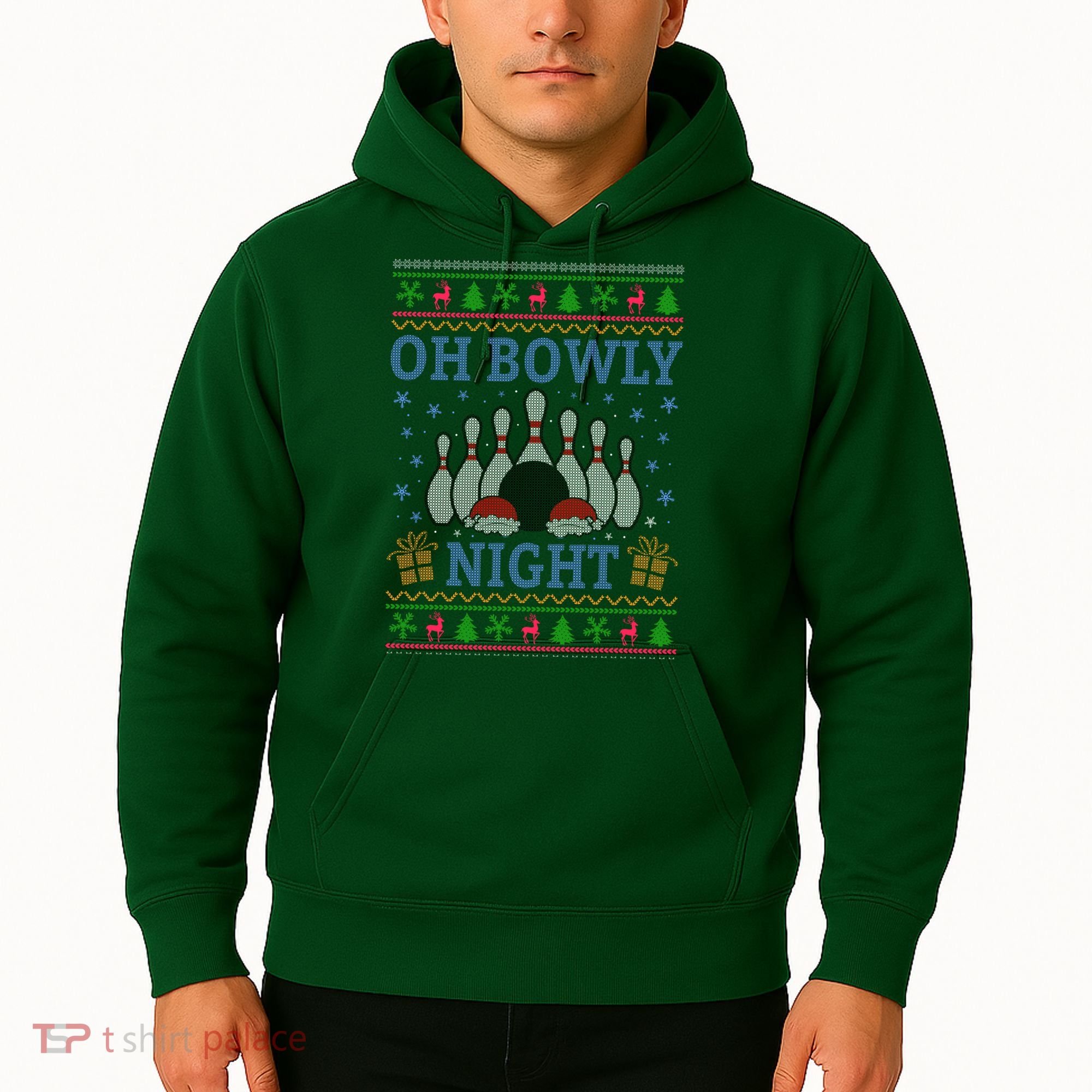 Oh Bowly Night Bowling Ugly Christmas Hoodie