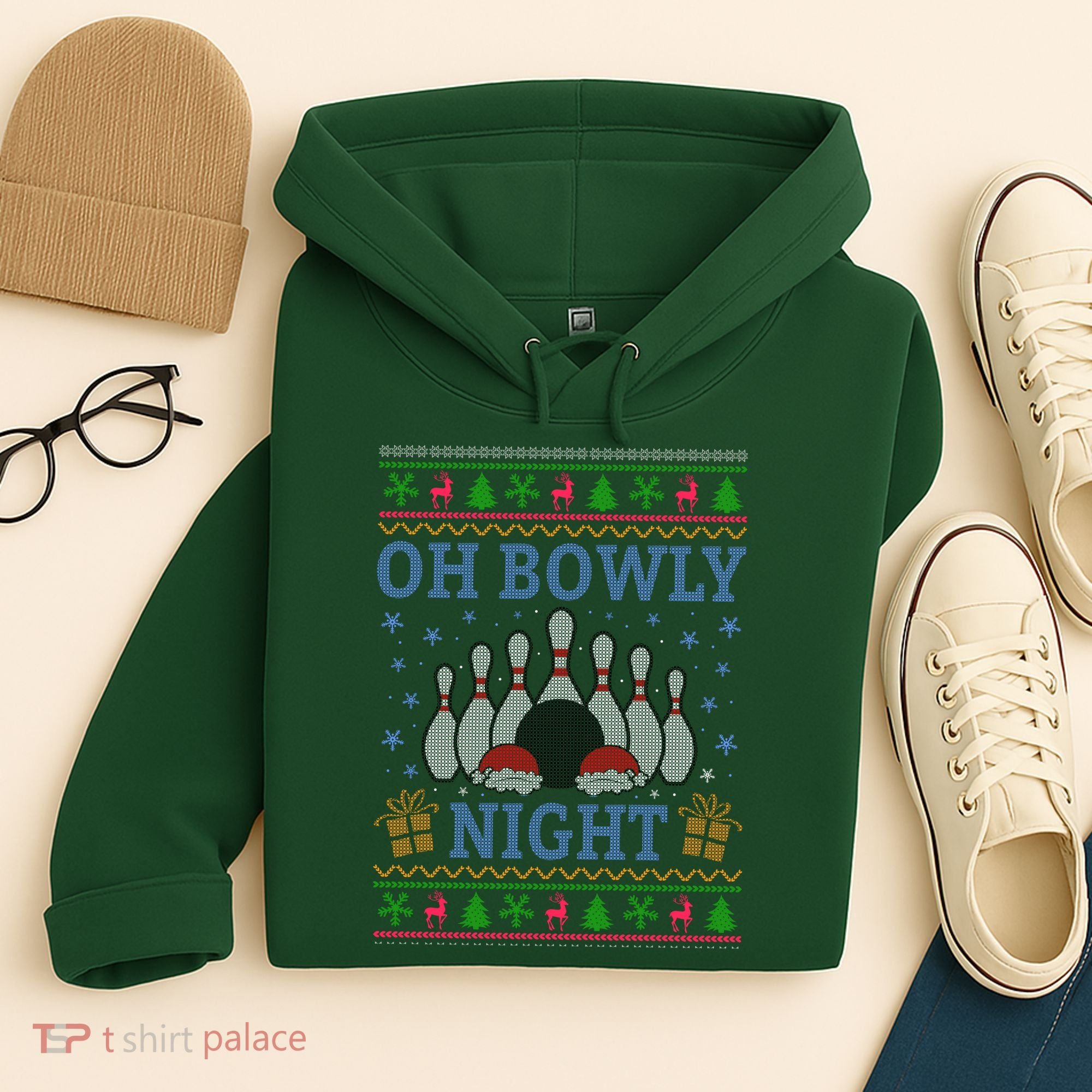 Oh Bowly Night Bowling Ugly Christmas Hoodie
