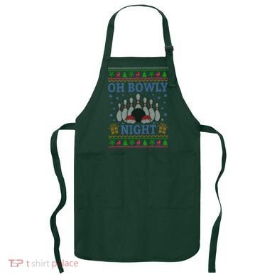 Oh Bowly Night Bowling Ugly Christmas Apron