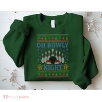 Oh Bowly Night Bowling Ugly Christmas Sweatshirt thumb 2