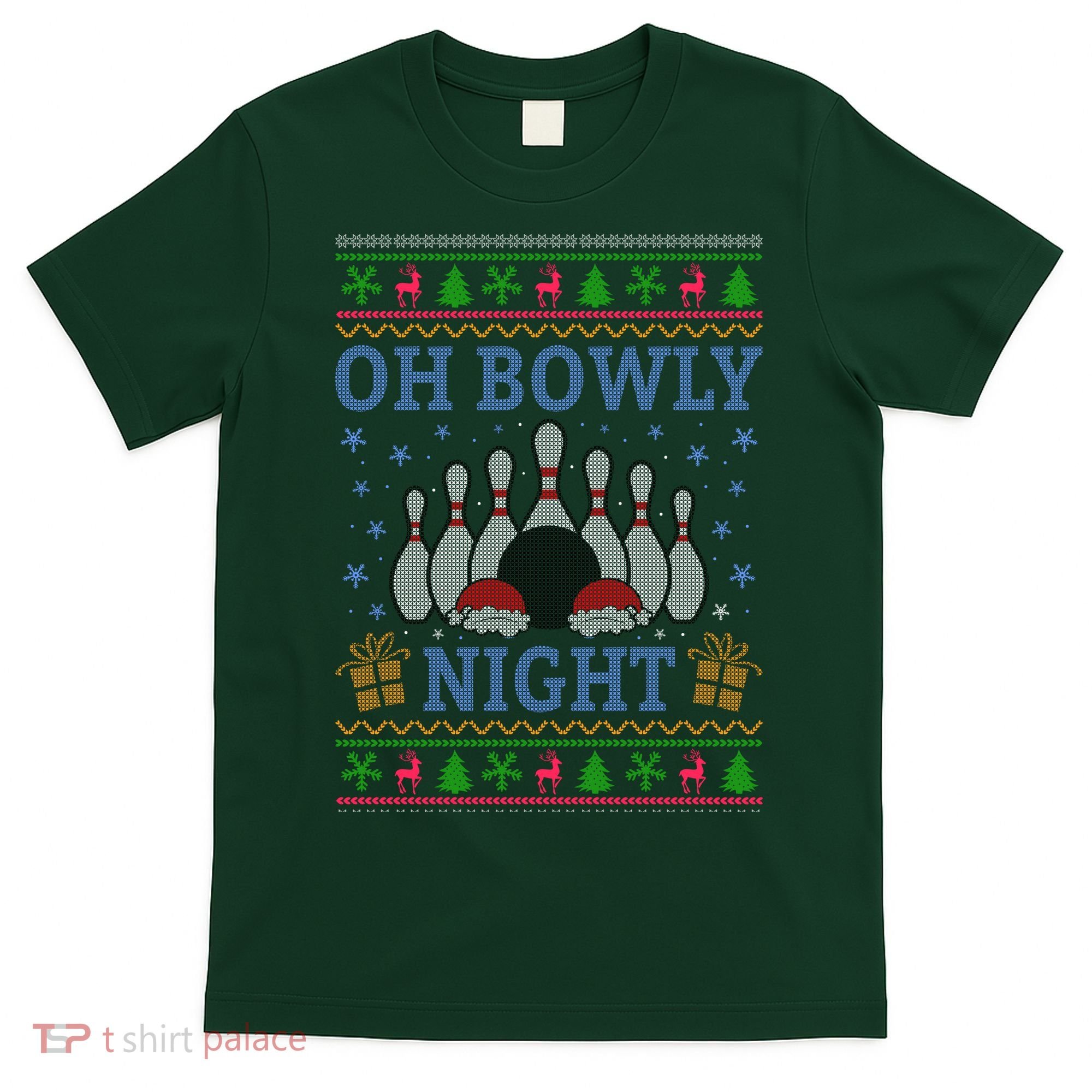 Oh Bowly Night Bowling Ugly Christmas T-Shirt