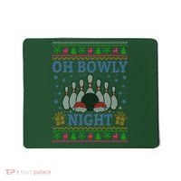 Oh Bowly Night Bowling Ugly Christmas Mousepad thumb 0