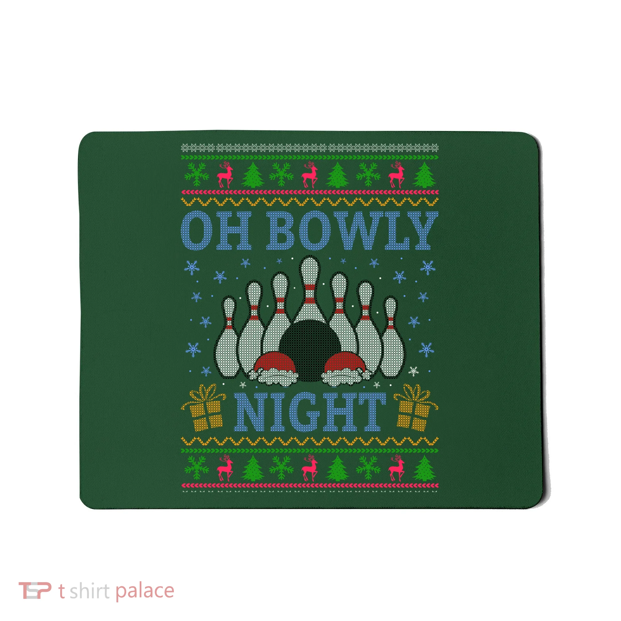 Oh Bowly Night Bowling Ugly Christmas Mousepad