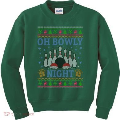 Oh Bowly Night Bowling Ugly Christmas Kids Sweatshirt