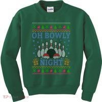 Oh Bowly Night Bowling Ugly Christmas Kids Sweatshirt thumb 0