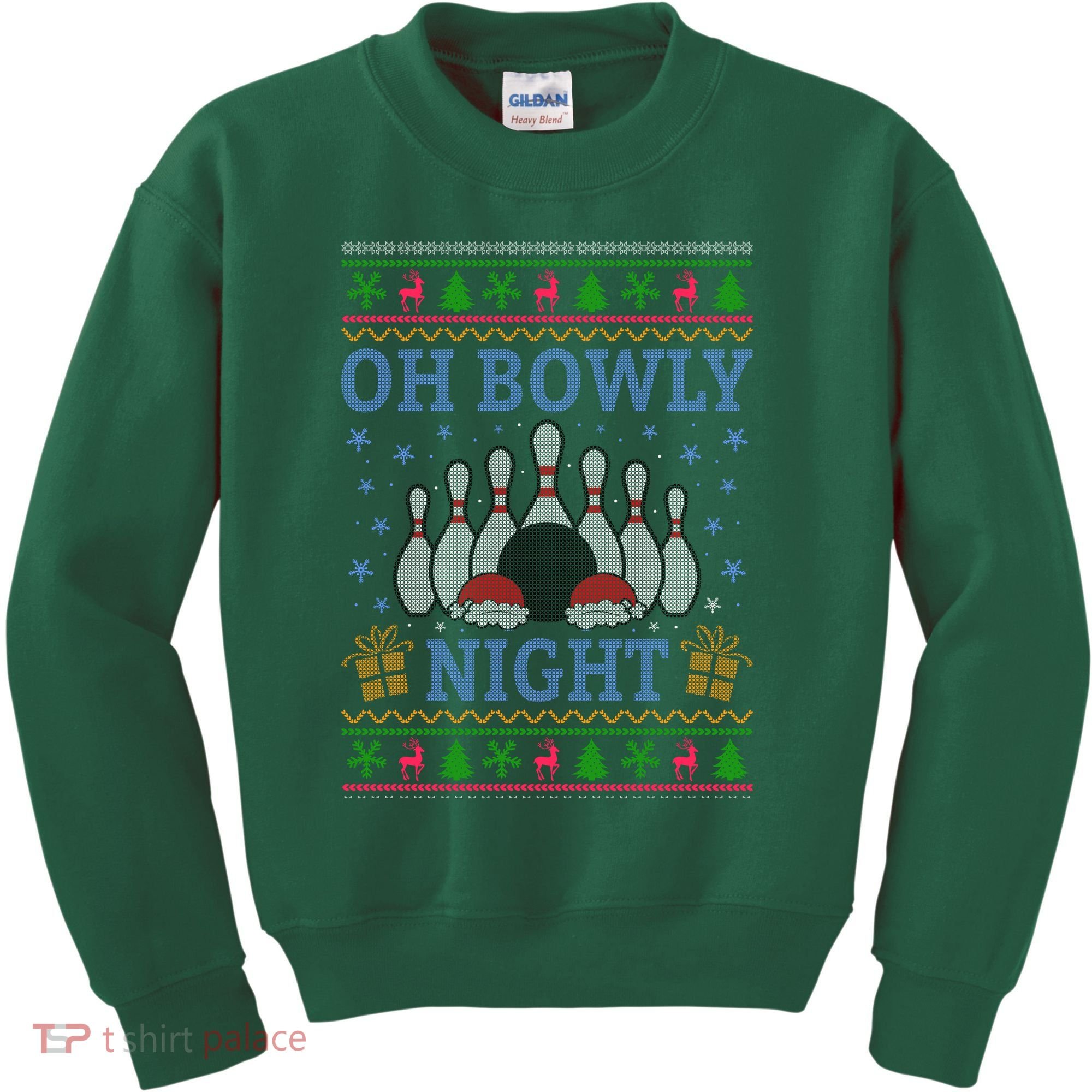 Oh Bowly Night Bowling Ugly Christmas Kids Sweatshirt
