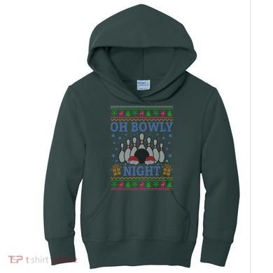 Oh Bowly Night Bowling Ugly Christmas Kids Hoodie