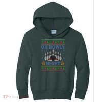 Oh Bowly Night Bowling Ugly Christmas Kids Hoodie thumb 0