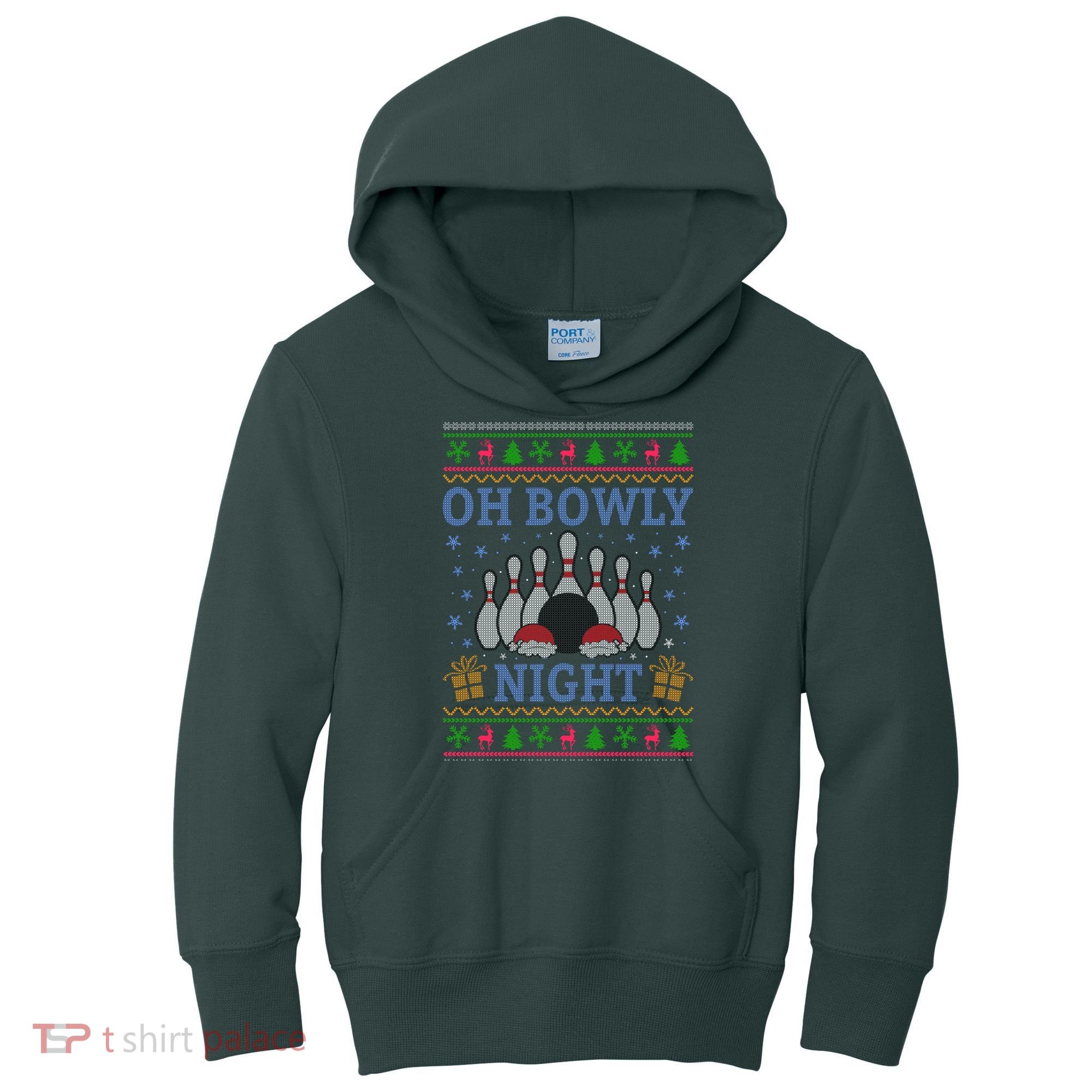 Oh Bowly Night Bowling Ugly Christmas Kids Hoodie