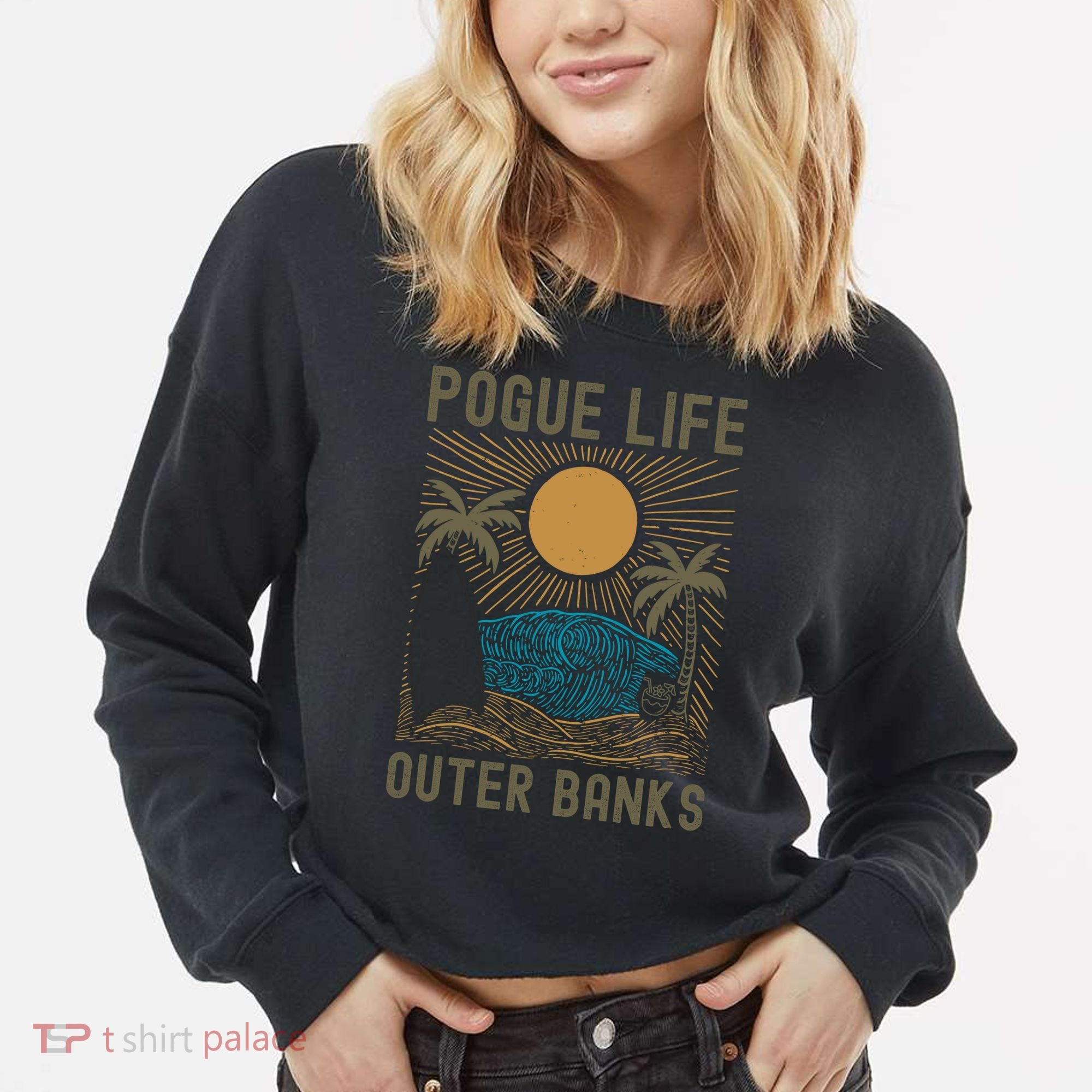 Outer Banks North Carolina NC Beach Cropped Pullover Crew