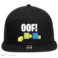 Oof! Blox Noob Funny Gamer Gift 7 Panel Mesh Trucker Snapback Hat thumb 0