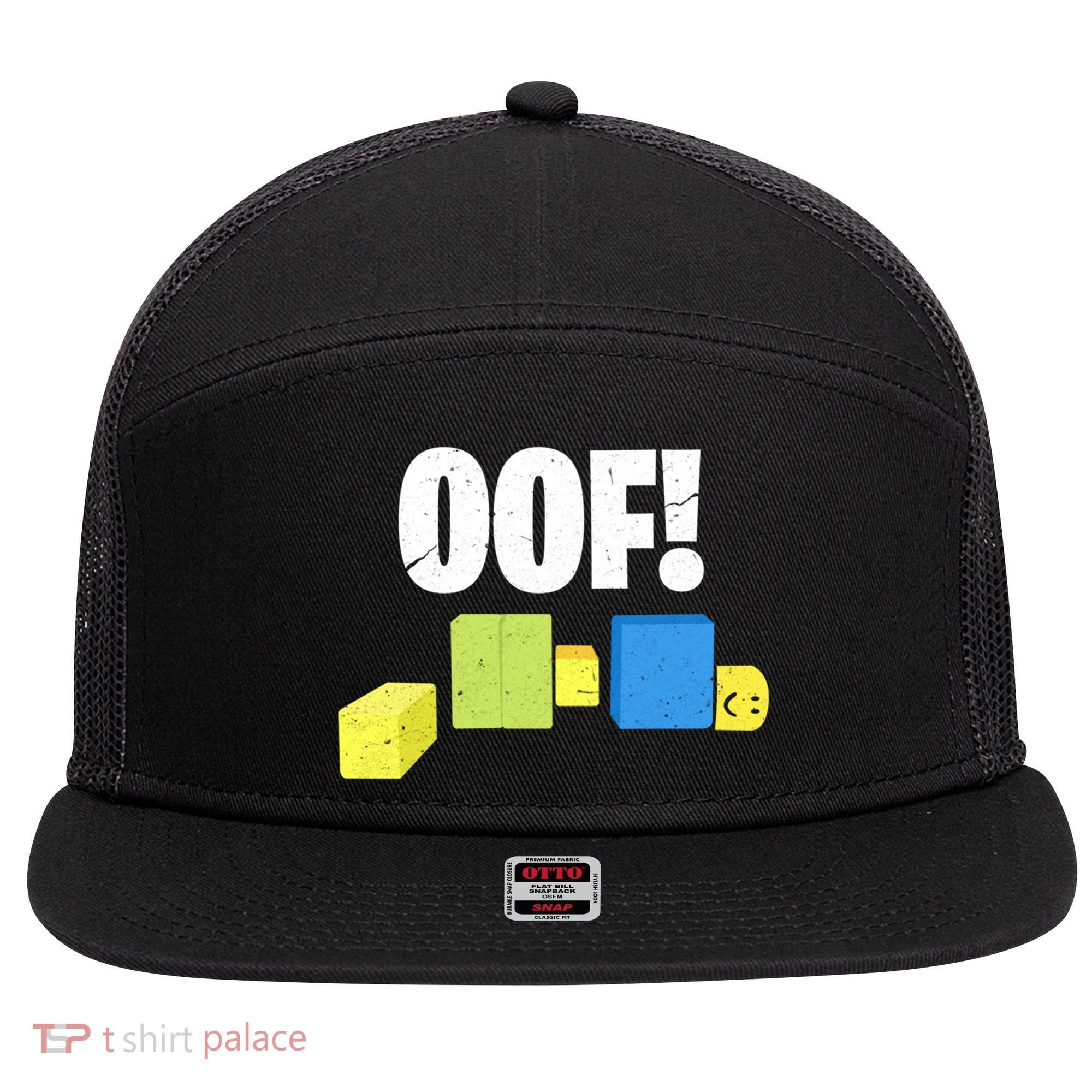 Oof! Blox Noob Funny Gamer Gift 7 Panel Mesh Trucker Snapback Hat