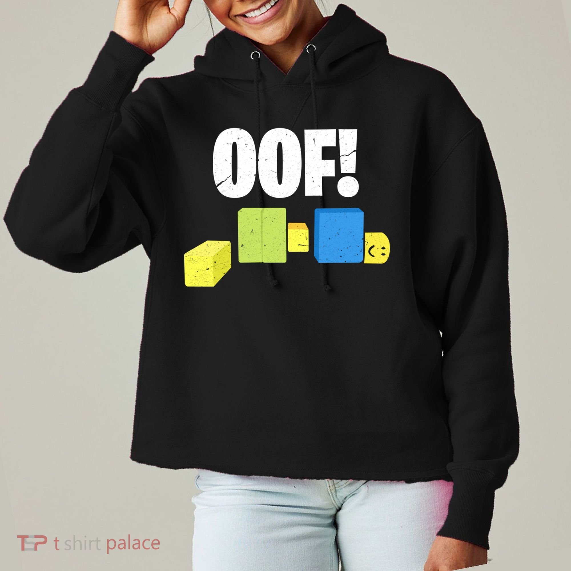 Oof! Blox Noob Funny Gamer Gift Ladies Heavyweight Boxy Pullover Hoodie