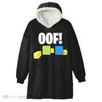 Oof! Blox Noob Funny Gamer Gift Hooded Wearable Blanket thumb 0