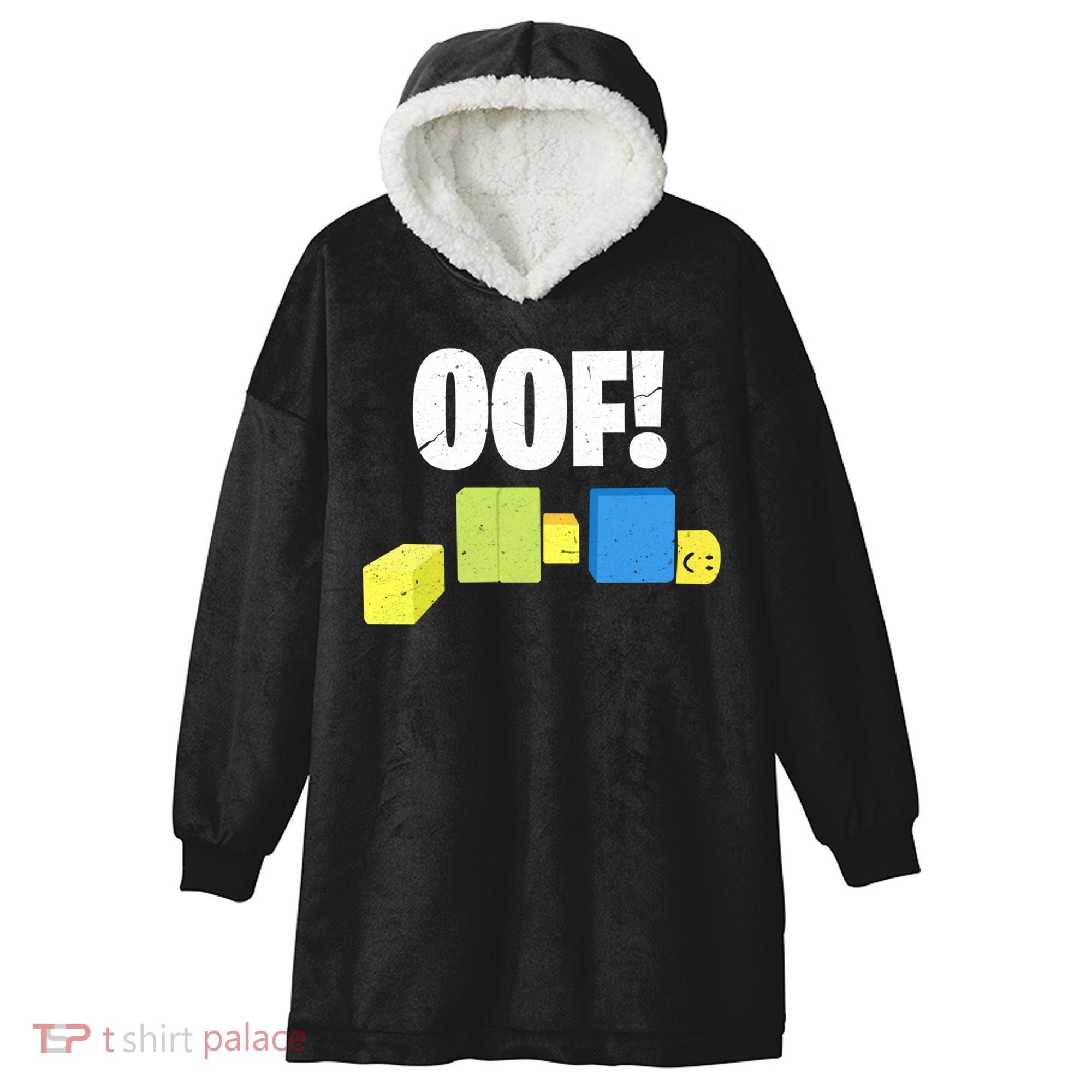 Oof! Blox Noob Funny Gamer Gift Hooded Wearable Blanket